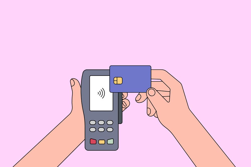 Card pay wave background, cashless payment illustration, editable design