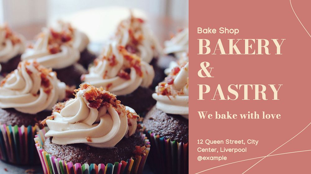 Bakery & pastry  blog banner template, editable text