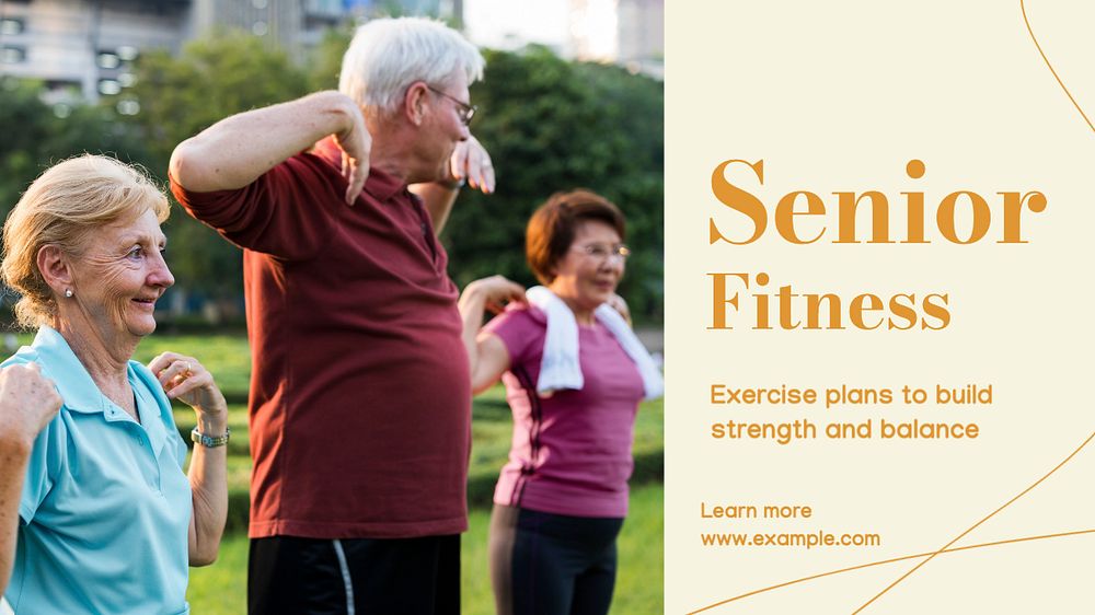 Senior fitness  blog banner template, editable text