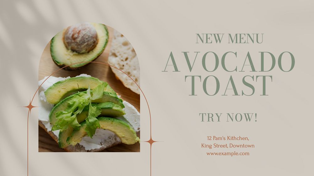 Avocado toast  blog banner template, editable text