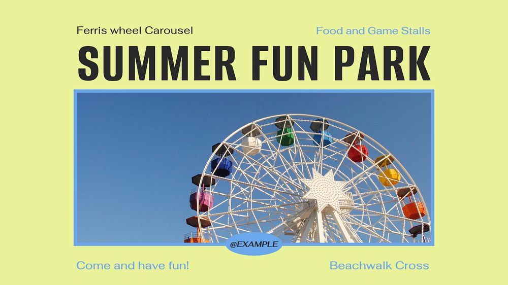 Summer fun park  blog banner template, editable text