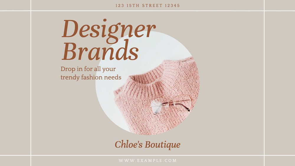 Designer brands  blog banner template, editable text