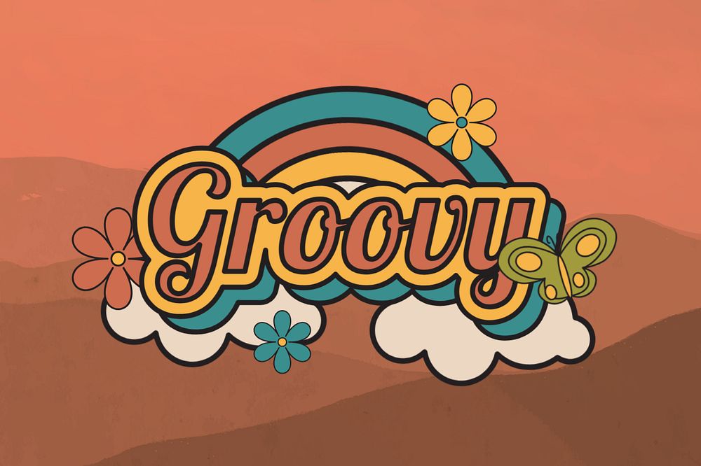 Groovy retro typography, editable design