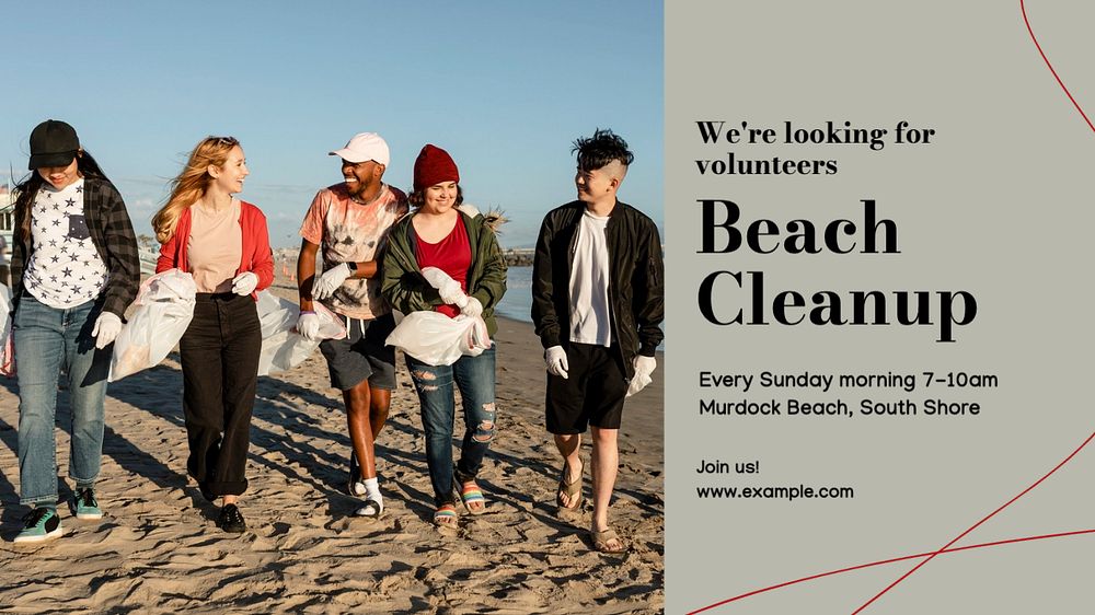 Beach cleanup  blog banner template, editable text