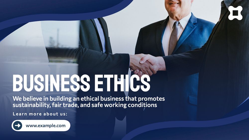 Business ethics  blog banner template, editable text