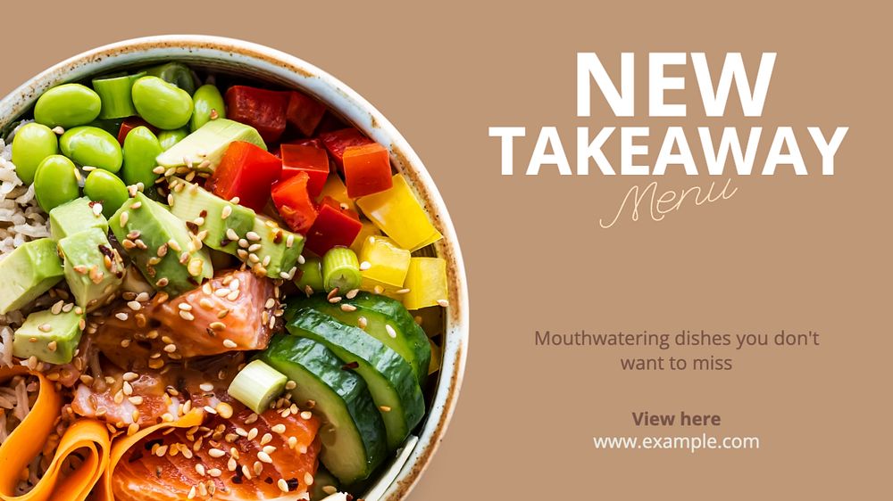 New takeaway menu blog banner template, editable text