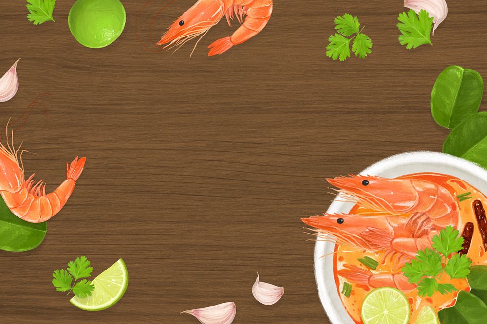 Tom Yum soup background, Thai food frame, editable design