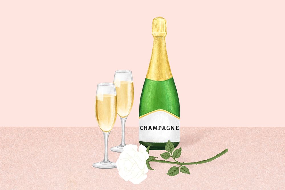 Champagne glasses, alcoholic drinks illustration, editable design