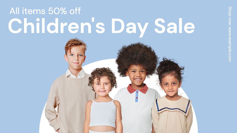 Children's day sale  blog banner template, editable text