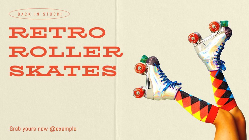 retro roller skates  blog banner template, editable text