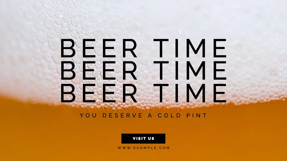 Beer time blog banner template, editable text