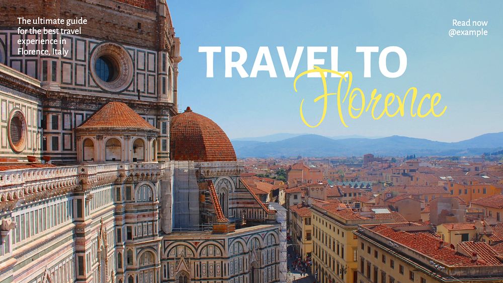 Florence Italy travel blog banner template, editable text