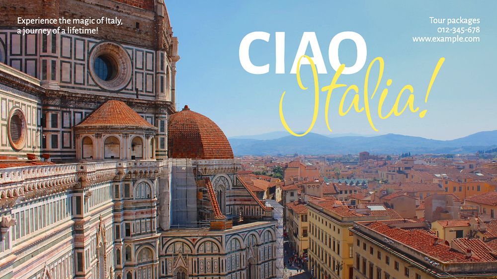 Visit Italy blog banner template, editable text