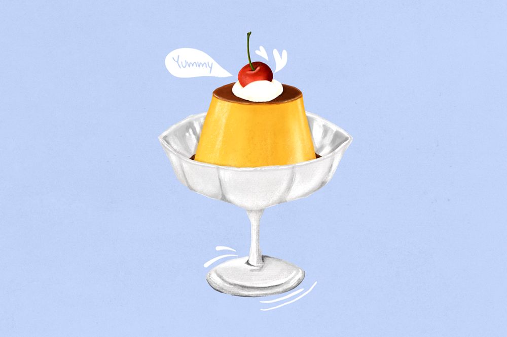 Custard pudding, dessert illustration, editable design