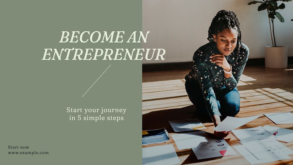 Become an entrepreneur  blog banner template, editable text