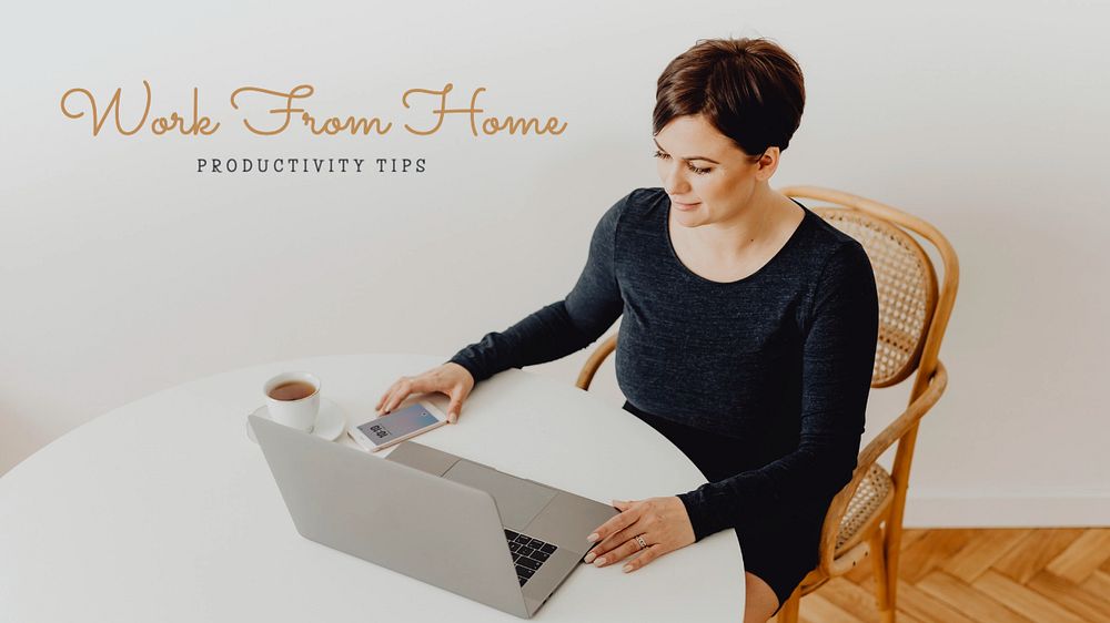 Work from home  blog banner template, editable text