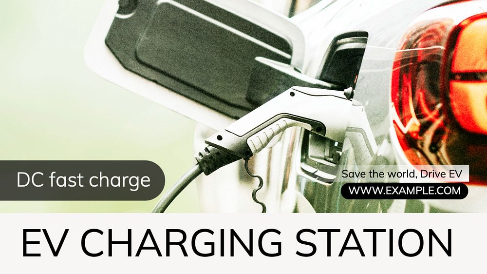 EV charging  blog banner template, editable text