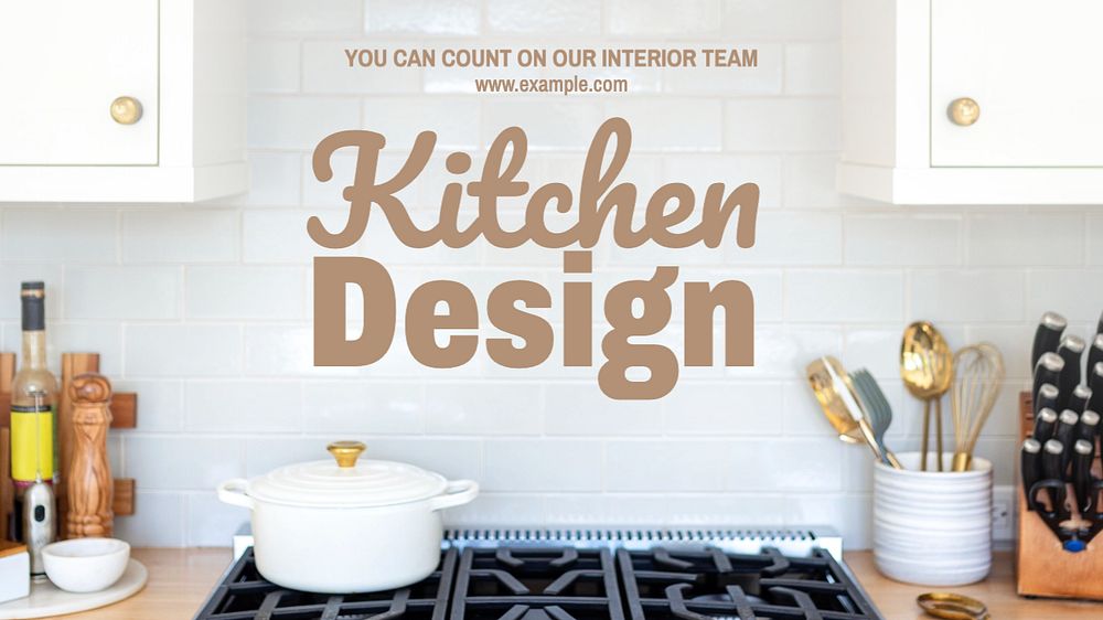 Kitchen design blog banner template, editable text