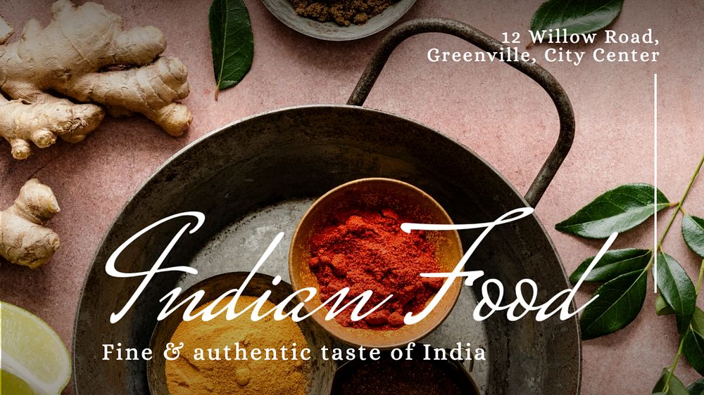 Indian food blog banner template, editable text