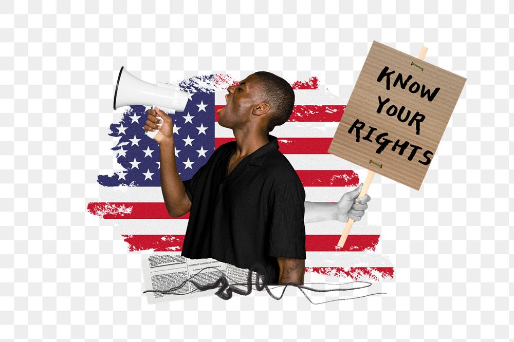 PNG element know your rights, protest activism photo collage, editable design