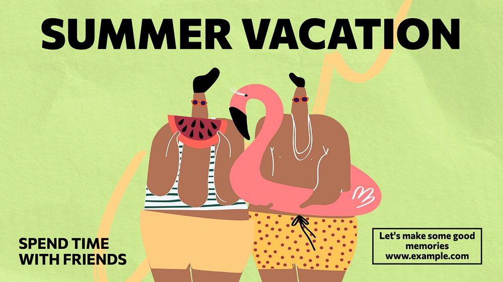 Summer vacation  blog banner template, editable text