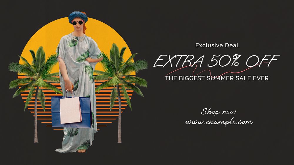 Summer sale  blog banner template, editable text