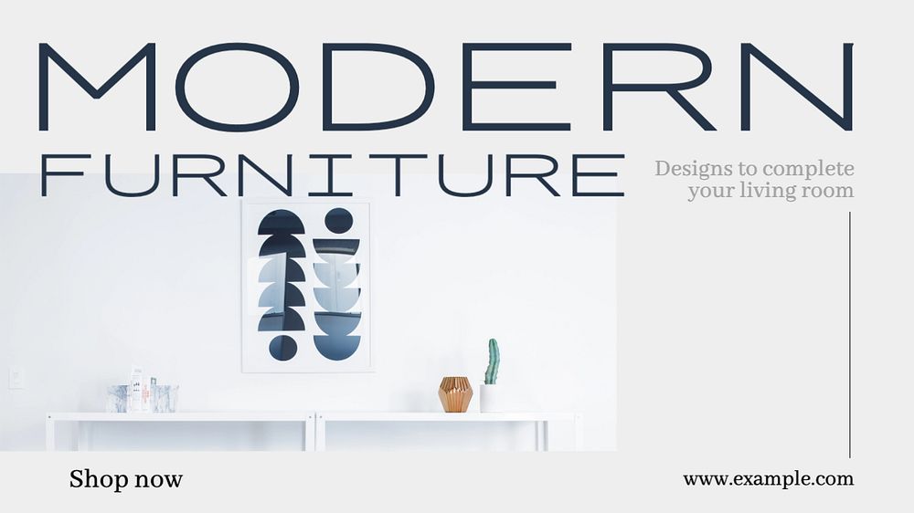 Modern furniture  blog banner template, editable text