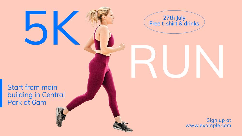 5K run  blog banner template, editable text