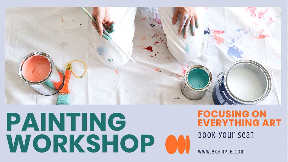 Painting workshop blog banner template, editable text