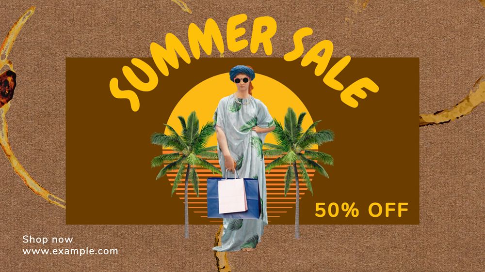 Summer sale  blog banner template, editable text