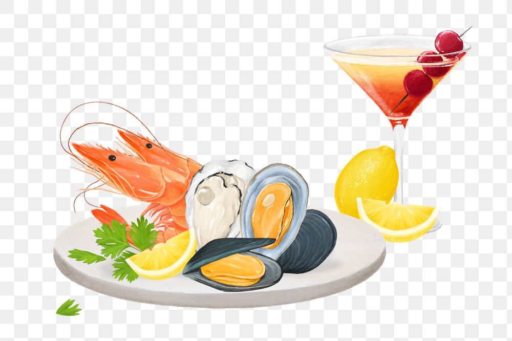 Seafood boils, food png digital painting, editable design