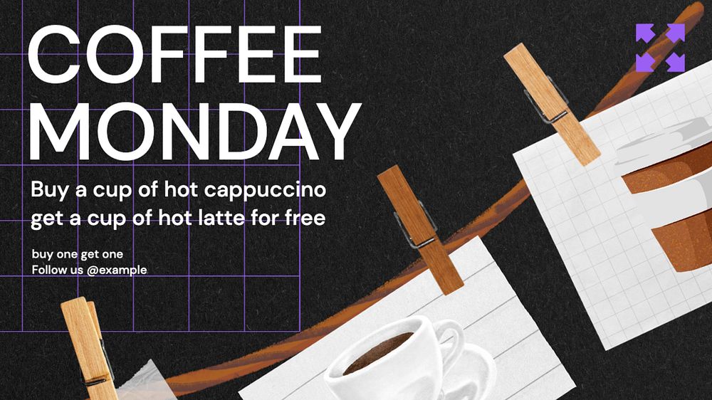 Coffee Monday  blog banner template, editable text