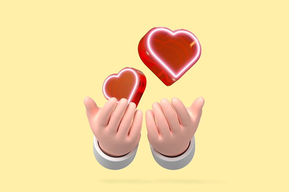 3D hands giving hearts, element editable illustration