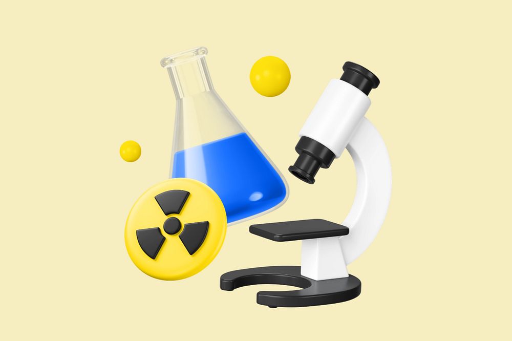 Radiation flask chemical background, 3D editable illustration