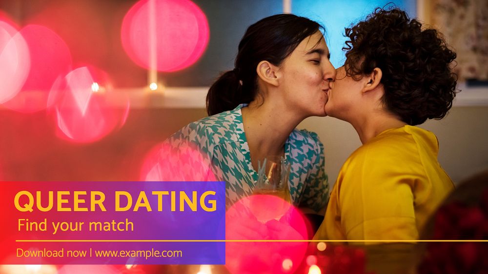 Queer dating app blog banner template, editable text