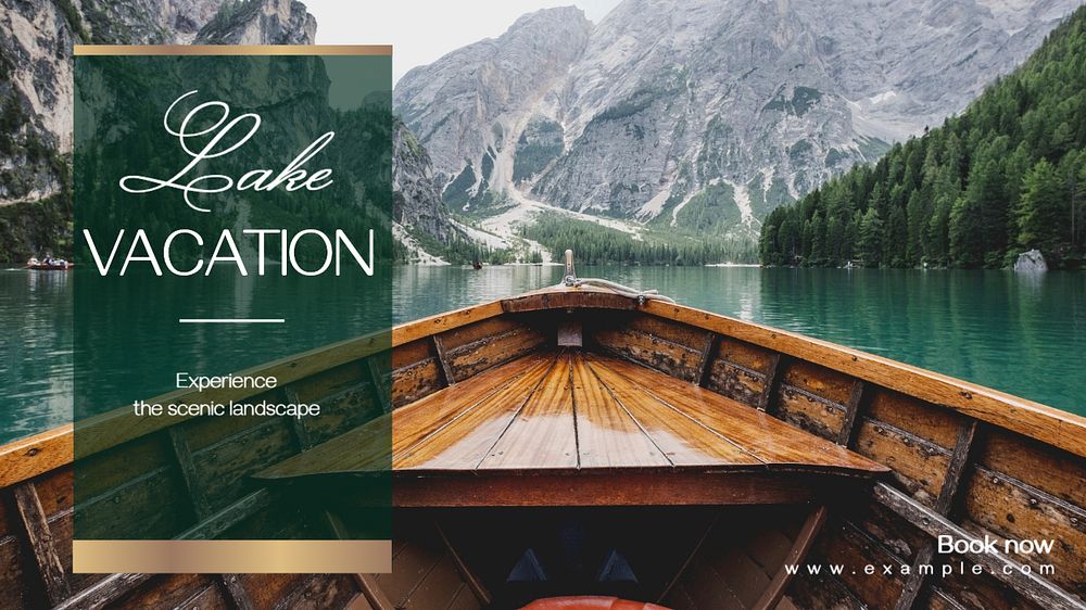 Lake vacation  blog banner template, editable text