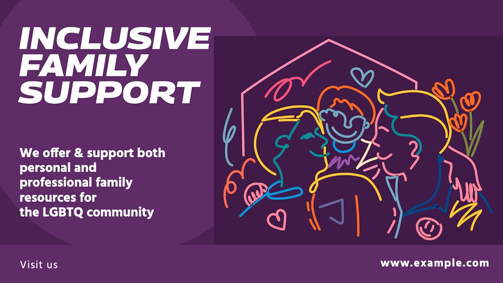 Inclusive family support blog banner template, editable text