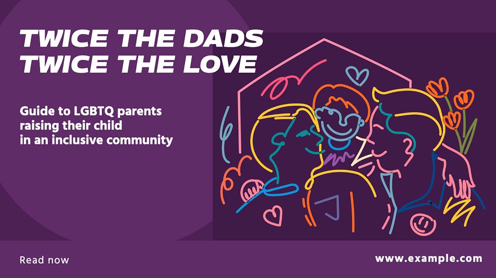 LGBTQ family blog banner template, editable text