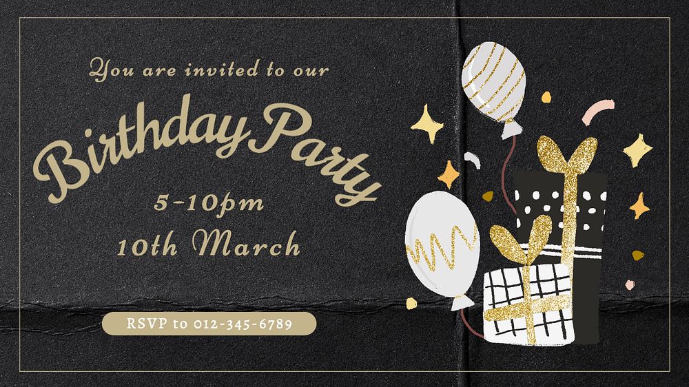 Birthday party  blog banner template, editable text