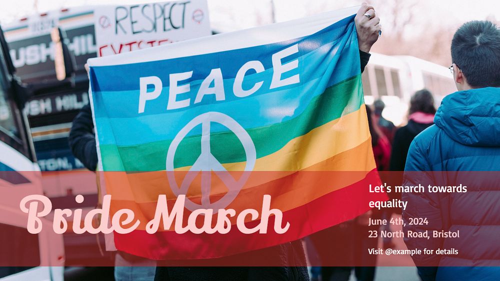 Pride march blog banner template, editable text