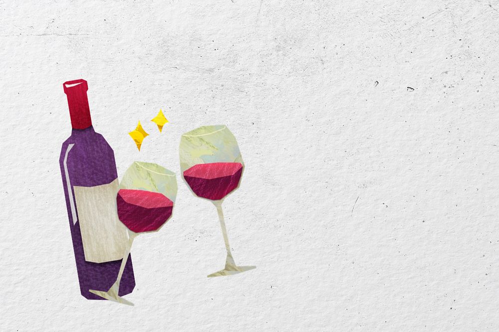 Clinking wine glasses, celebration paper craft collage, editable design