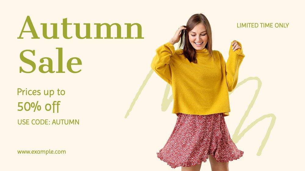 Autumn sale  blog banner template, editable text