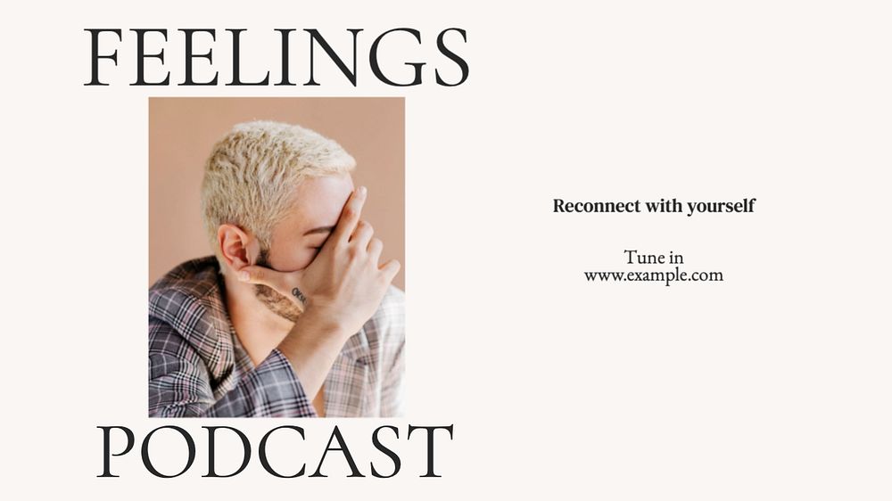 Feelings podcast  blog banner template, editable text