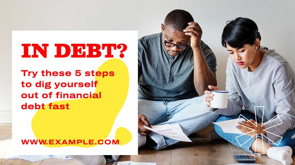 Debt  blog banner template, editable text