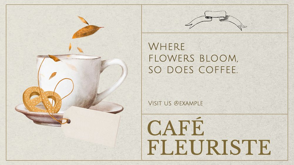 Florist cafe  blog banner template, editable text