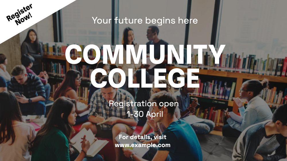 Community college blog banner template, editable text