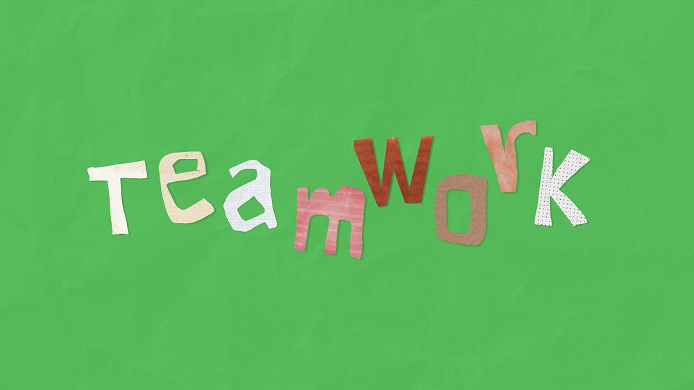 Teamwork word, business paper craft collage, editable design