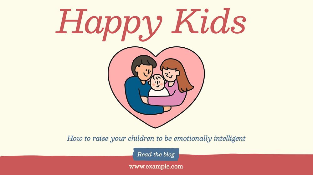 Happy kids  blog banner template, editable text