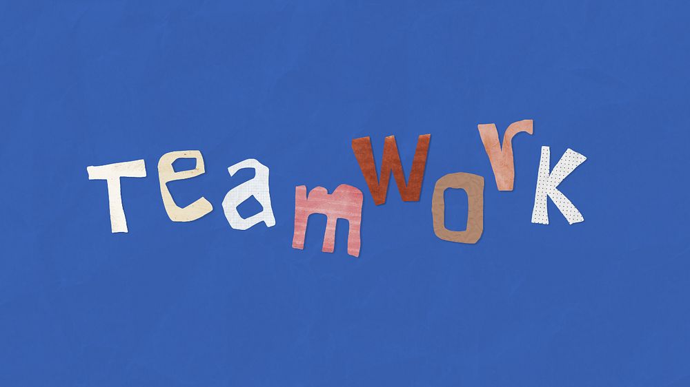 Teamwork word, business paper craft collage, editable design