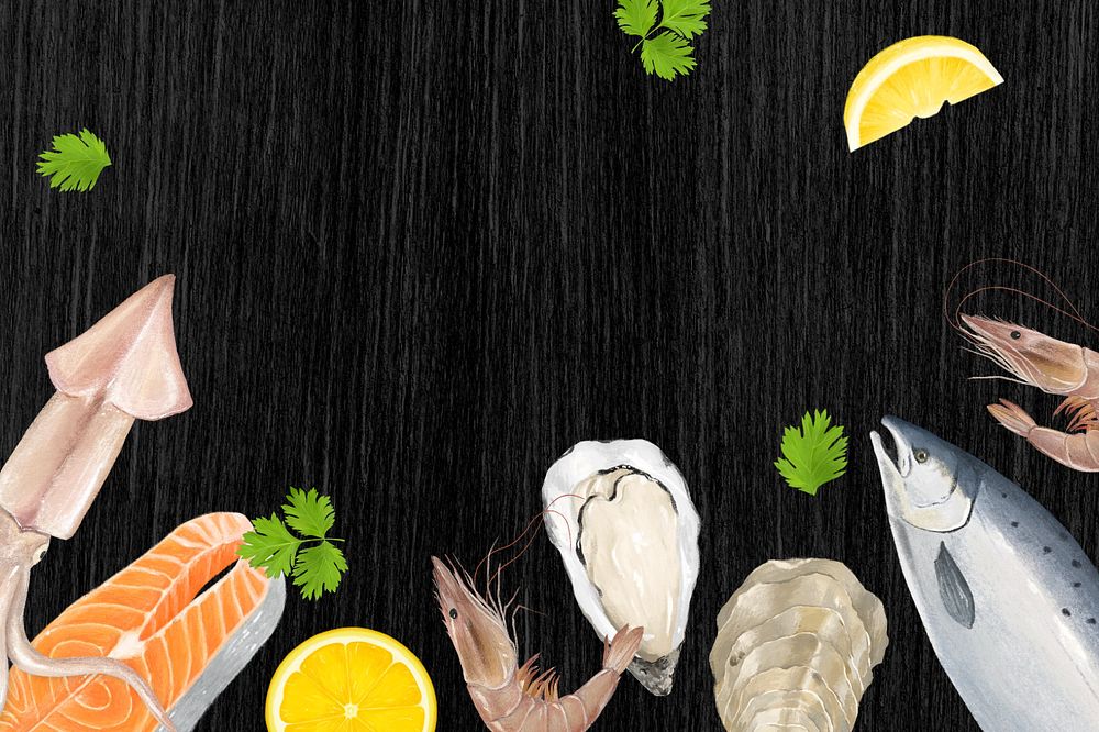 Seafood boil frame background, food illustration, editable design